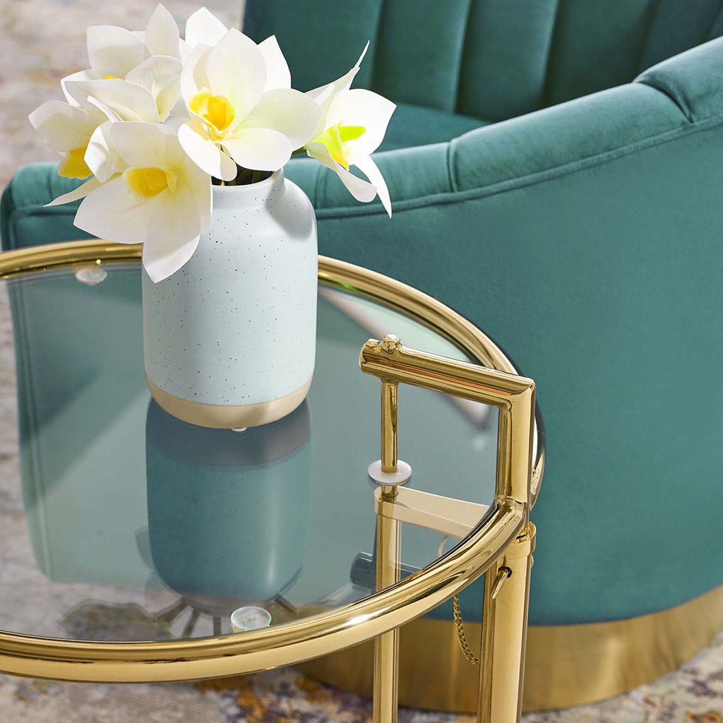 Eileen | Glass and Gold End Table, Adjustable Height, EEI-3580-GLD 