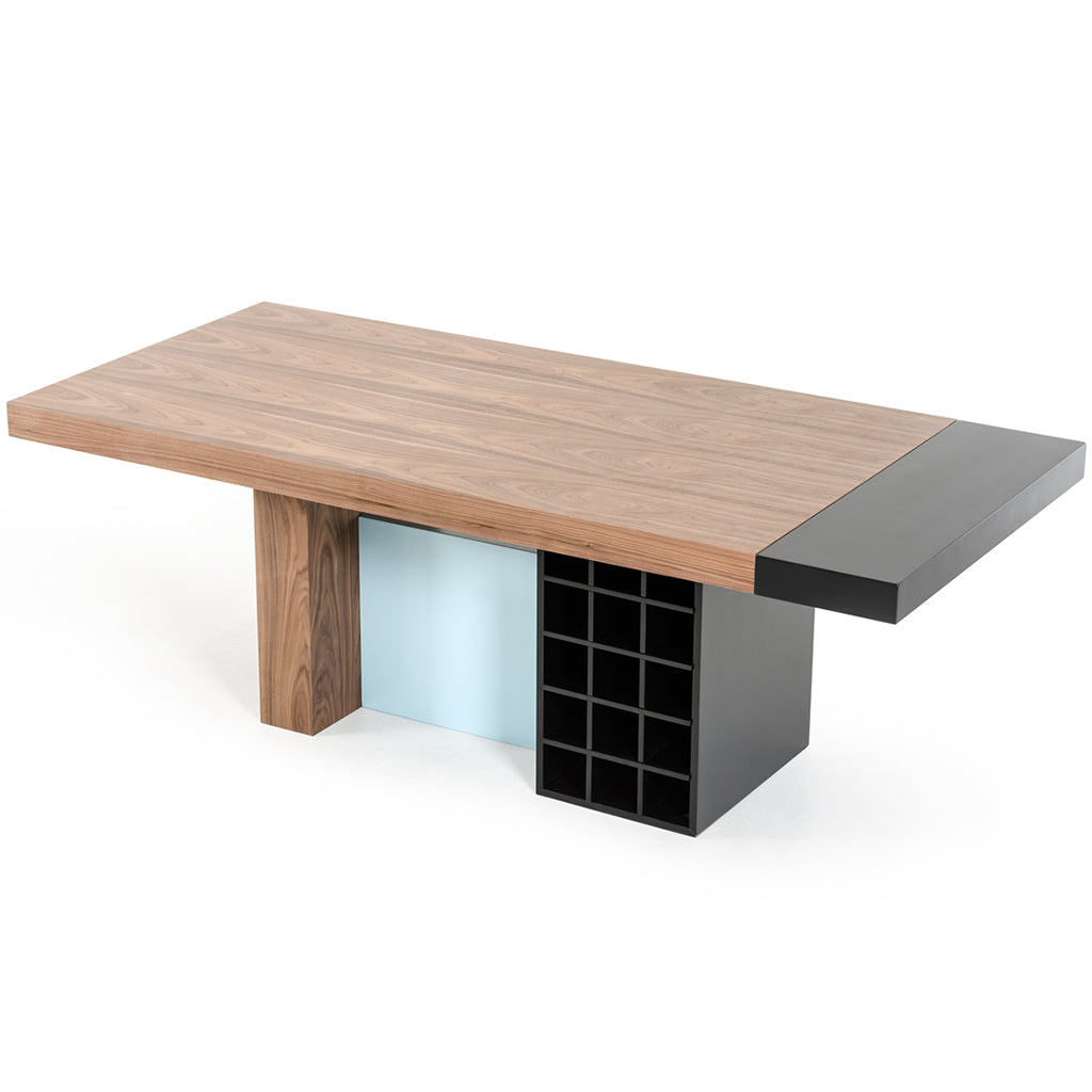 Modern Wooden Black & White Dining Table, Rectangular, Walnut & Teak Wood, MDF, 689805030322, Brand: Homeroots, Size: 87inW x  39inD x  30inH, Weight: 182.4lb, Shape: Rectangular, Material: Walnut Wood, Teak Wood & MDF, Seating Capacity: Seats 4-6, Color: Natural Wood Color, Black & White