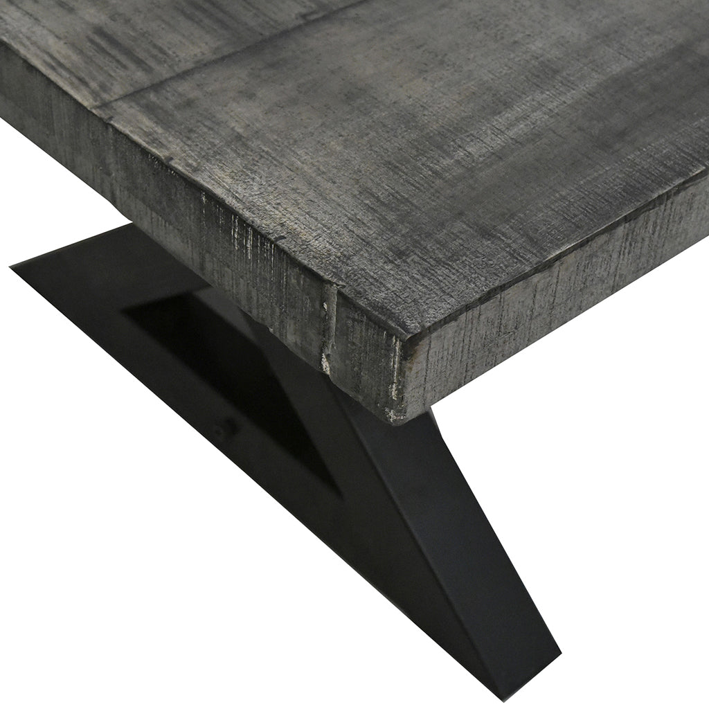 Zax | Rustic Industrial Dining Table, Solid Mango Top, Metal Base, 6 Seater, 201-147DG