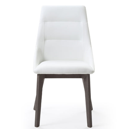 Siena | Dining Chair, Set of 2, Grey & White, Faux Leather, Solid Wood Legs, DC1420-GRY/WHT Brand: Whiteline Modern Living, Size: 25inW x 20inD x 35inH, Seat Height:  18in/ 46cm, Seat Depth: 16.5in/ 42cm, Weight:  17lb, Color: Grey & White, Assembly Required: Yes, Avoid Power Tools!