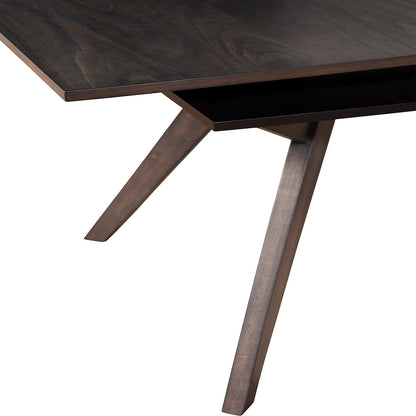 Lennox Extendable Table With Storage, Extendable Table For 8, Extension Dining Table Contemporary, Rectangular, Rubberwood, Mindi Veneer, 5164-01 Brand: Alpine Furniture Size: 71inW x 35.5inD x 30inH; Extended: 87inW x 35.5inD x 30inH Weight: 163lb; Shape: Rectangular; Material: Rubberwood Solids & Mindi Veneer Seating Capacity: Seats 6-8 people; Color: Dark Tobacco