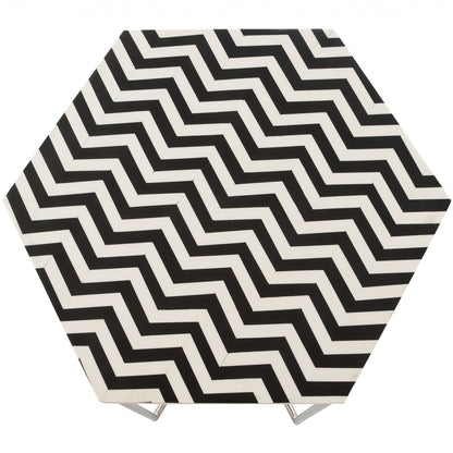 Forma | Black and White Metal End Table, Octagonal, Stainless Steel, 394588