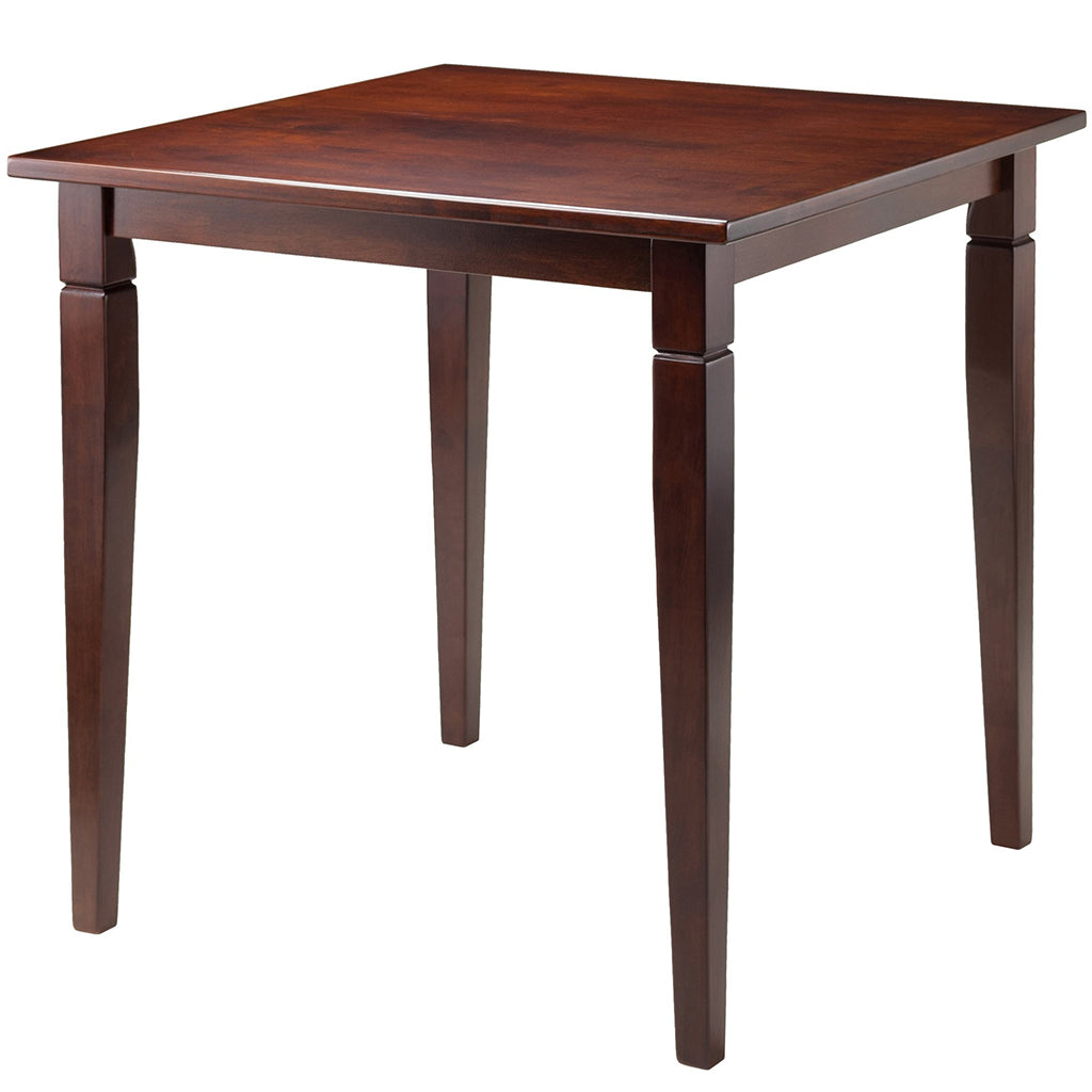 Winsome Kingsgate Dinner Table, Square, Compact, Antique Walnut Wood Finish, 94133 Size: 29.53inW x 29.53inD x 29.13inH Weight: 34lb; Shape: Square; Material: Antique Walnut Wood Finish; Seating Capacity: Seats 2-4 people; Color: Dark wood color