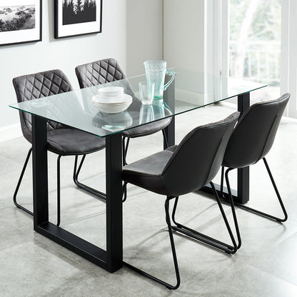 Franco | Modern Glass Dining Room Table, Metal Legs, 4 Seater, 201-454BK