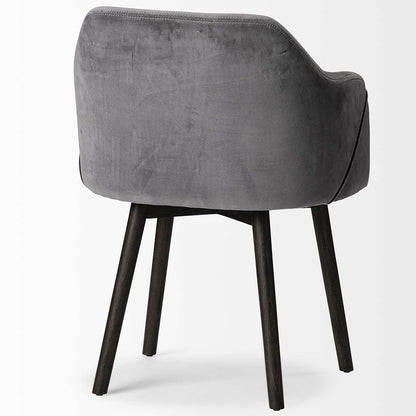 Grаy Velvet Wrap With Black Wood Base Dining Chair