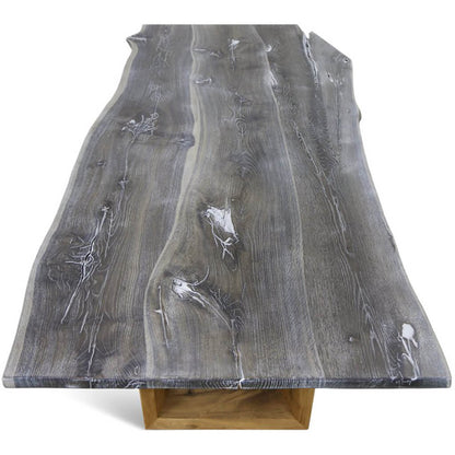 Baum-Kante | Gray Live Edge Dining Table, Solid Oak Wood, 6 Seater, SCANDI056
