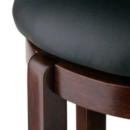 Black Cushioned PVC Seat, Wooden Bar Stool