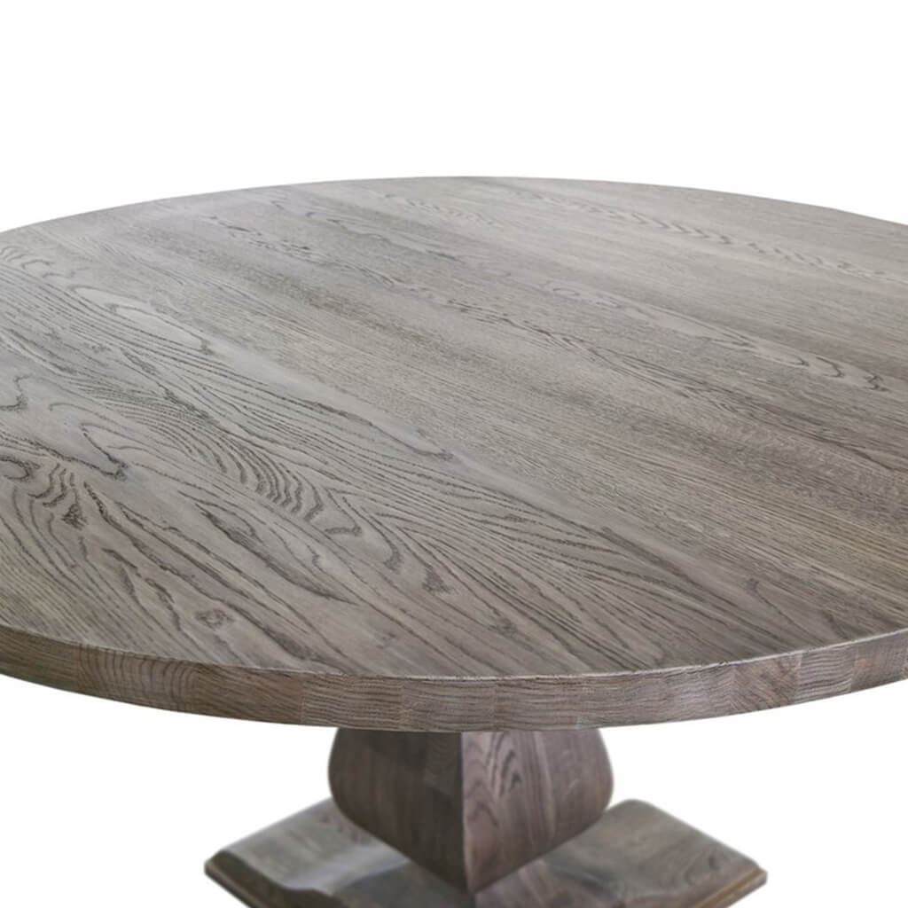 Dindo-Uno | 47" Round Oak Table, Gray Oak Wood, 4 Seater, SCANDI052