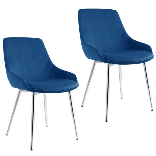 Cassidy | Blue Velvet Dining Chairs Chrome Legs, Set of 2, 202-330BLV