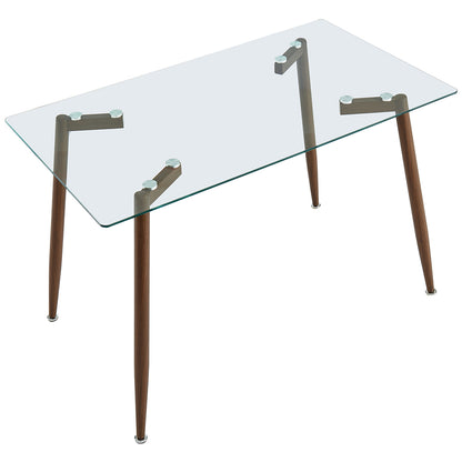 Abbot | Glass Small Dining Table, Walnut Legs, 4 Seater, 201-453WAL