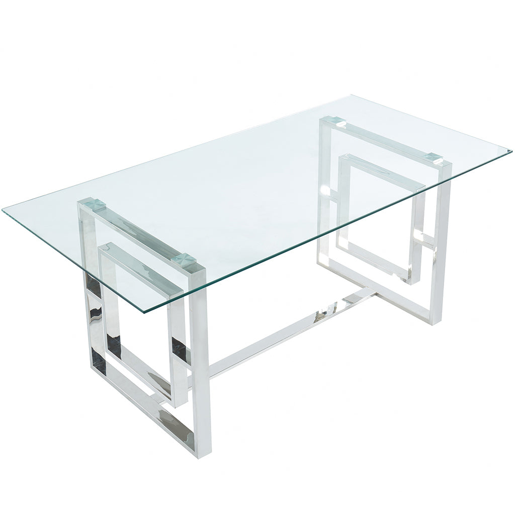 Eros | Glass and Chrome Dining Table, Modern 4 Seater, 201-482CH