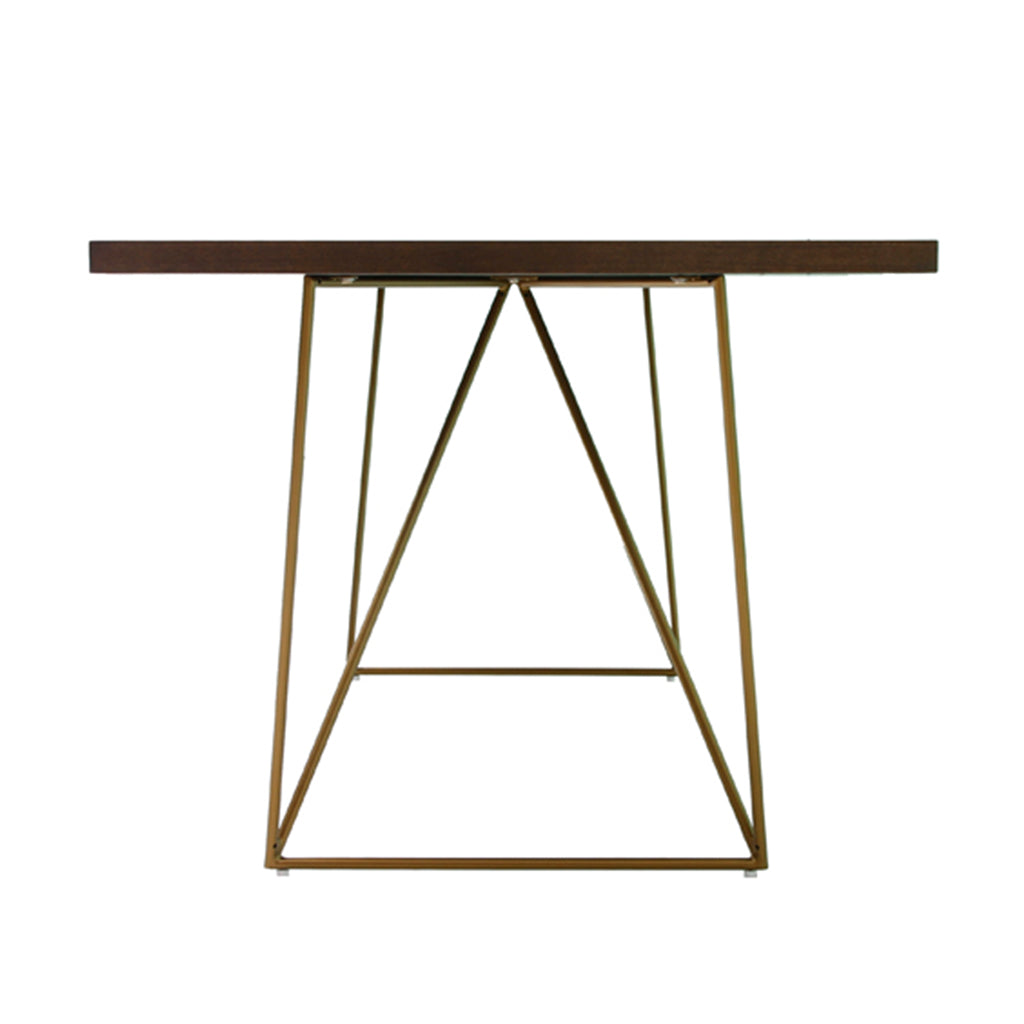 Tobacco Veneer Dining Table With Gold Legs, Rectangular, MDF Top, Brass Legs, 8 Seater, 283333