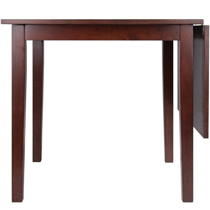 Winsome Perrone Drop Leaf Dining Table, Rectangular, Walnut, 94831 Size: 47.72inW x 30.16inD x 29.13inH; Weight: 52lb; Shape: Rectangular Material: Walnut; Seating Capacity: Seats 4-6 people; Color: Dark wood color