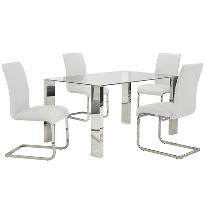 Maxim | C-Shaped Base White Faux Leather Modern Dining Chairs, Set of 2, 202-489WT