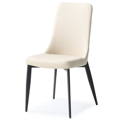 Whiteline Modern Living Luca Dining Chair with taupe faux leather upholstery and black metal legs.