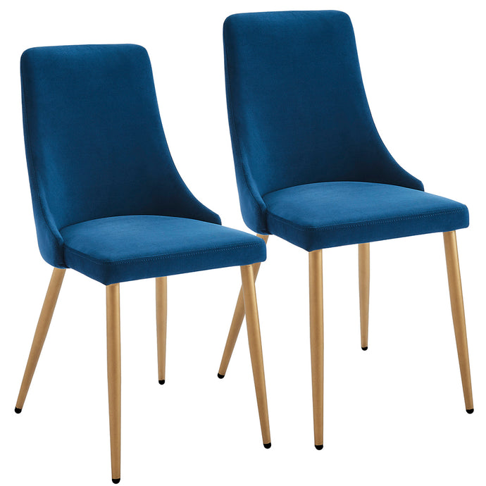 Carmilla | Luxury Velvet Blue and Gold Dining Chairs, Set of 2, 202-353BLU