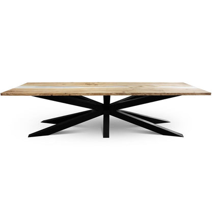 Edder-2X | Live Edge With Resin Dining Table, Rectangular, Oak, For 12, SCANDI037