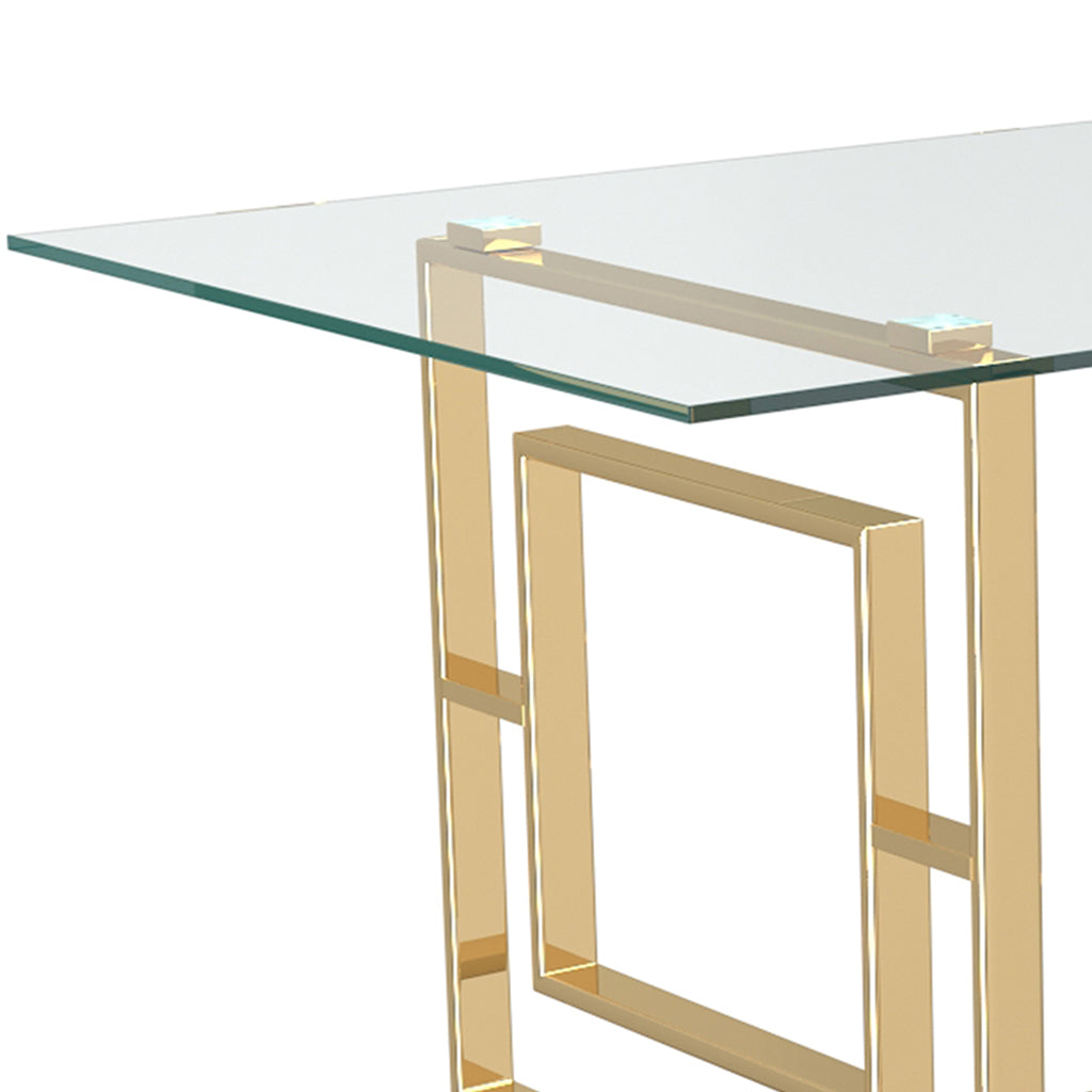 Eros | Glass Gold Dining Table, Modern 4 Seater, 201-482GL