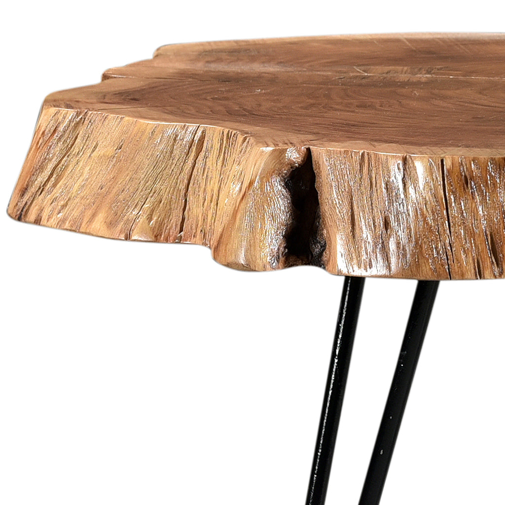 Nila | Acacia Tree Stump End Table Metal Legs, 501-329NAT