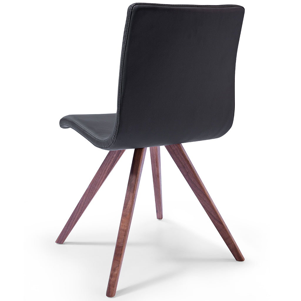 Whiteline Modern Living Olga dining chair with faux leather upholstery and solid walnut legs.