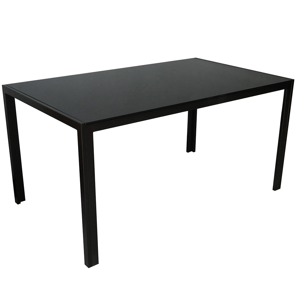 Contra | Black Rectangle Dining Table, Glass Top, Metal Frame & Legs, 6 Seater, 201-843BK