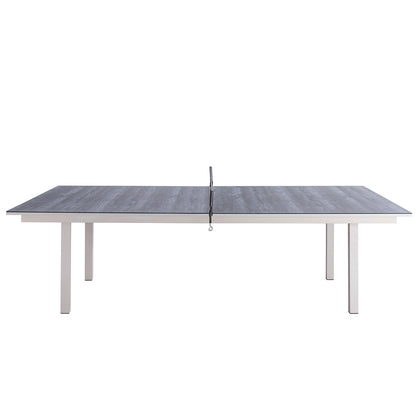 Have fun with our dining and table tennis table! Ping pong set included. Ping pong dining table modern indoor table. Dining table ping pong set included. Brand: Whiteline Modern Living; Size: 108inW x 60inD x 30inH; Weight: 440lb; Shape: Rectangular; Material: Top: Ceramic Glass; Frame and Legs: Metal Seating Capacity: Seats 6-8 people; Color: White, DT1700TT-WHT