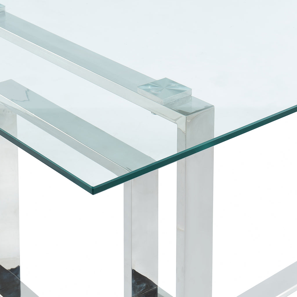 Eros | Glass and Chrome Dining Table, Modern 4 Seater, 201-482CH