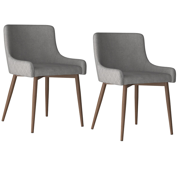 Bianca | Gray and Walnut MCM Dining Chairs, Set of 2, Fabric & Metal, 202-086GY/WAL