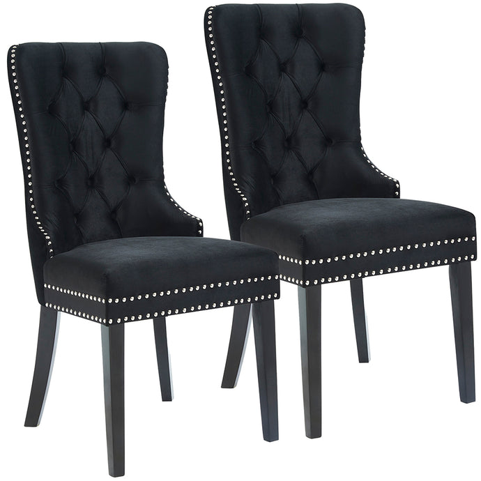 Rizzo | Dining Chairs With Chair Ring and Nail Head Trim Set of 2, 202-080BK
