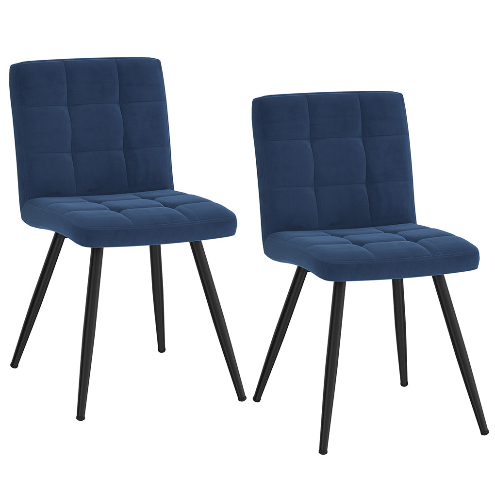 Suzette | Blue Velvet Dining Chairs, Set of 2, Metal Legs, 202-476BLU