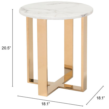 Faux Marble Gold Base End Table, 394556