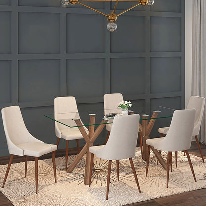 Stark | Glass Metal Modern Dining Table, 6 Seater, 201-535WAL