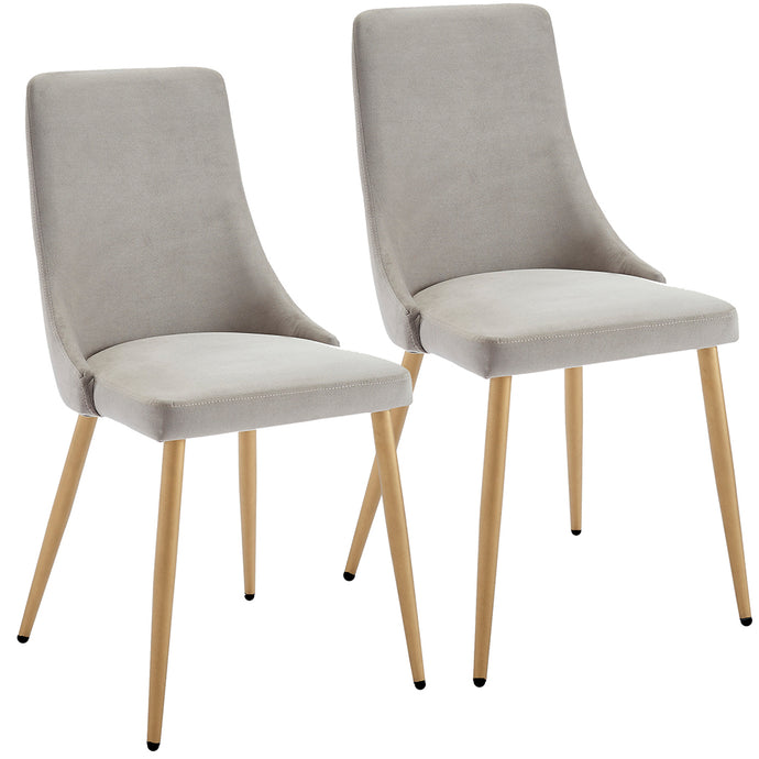 Carmilla | Set of 2 Gray Velvet Dining Chairs with Gold Color Legs, 202-353GY