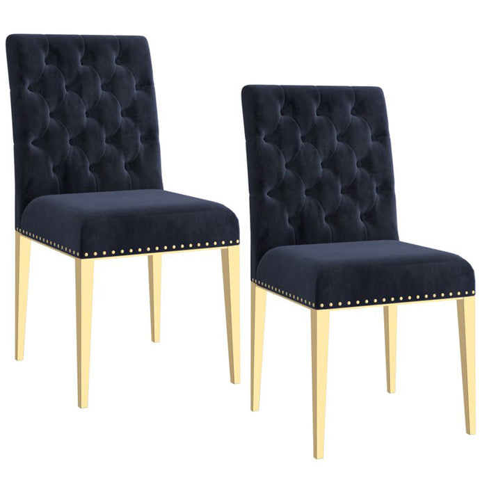 Azul | Black and Gold Velvet Dining Chairs, Set of 2, 202-600BK_GL