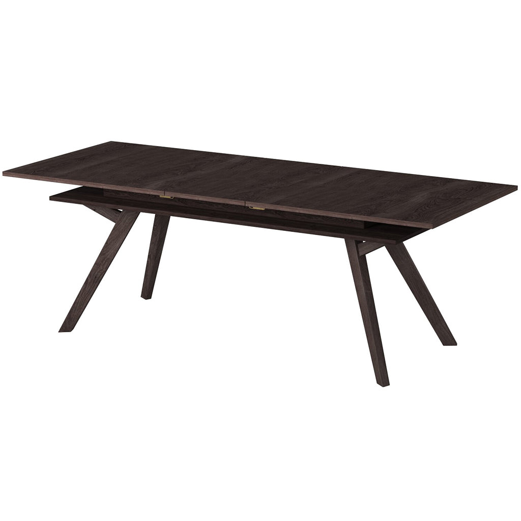 Lennox Extendable Table With Storage, Extendable Table For 8, Extension Dining Table Contemporary, Rectangular, Rubberwood, Mindi Veneer, 5164-01 Brand: Alpine Furniture Size: 71inW x 35.5inD x 30inH; Extended: 87inW x 35.5inD x 30inH Weight: 163lb; Shape: Rectangular; Material: Rubberwood Solids & Mindi Veneer Seating Capacity: Seats 6-8 people; Color: Dark Tobacco