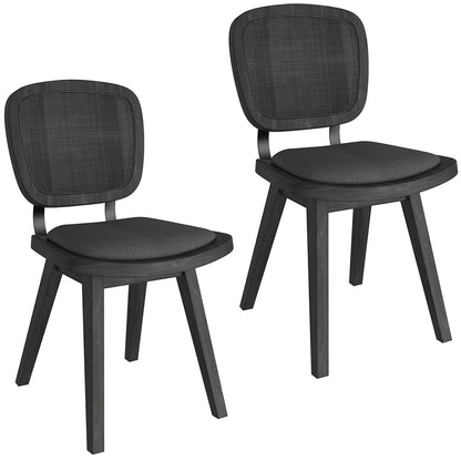 Aster | Charcoal Linen Dining Chairs, Set of 2, Rubberwood, 202-615CH