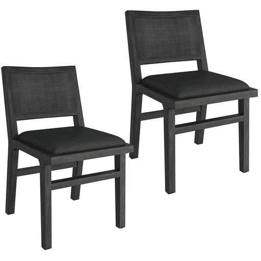 Clive | Linen Mid-Century Modern Dining Chairs, Set of 2, Charcoal, 202-617CH