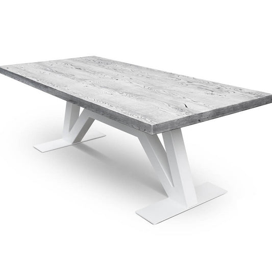 GROG | Gray Wood Table, Rectangular, Oak Wood Top, Metal Base, SCANDI032