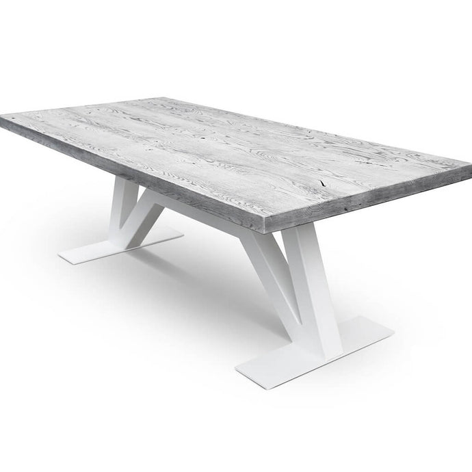 GROG | Gray Wood Table, Rectangular, Oak Wood Top, Metal Base, SCANDI032