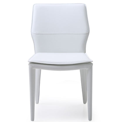 Whiteline Modern Living Miranda Dining Chairs in white, showcasing a sleek and contemporary design, perfect for adding a modern touch to any dining space.