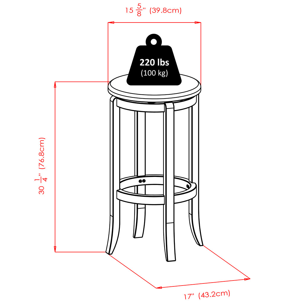 Black Cushioned PVC Seat, Wooden Bar Stool