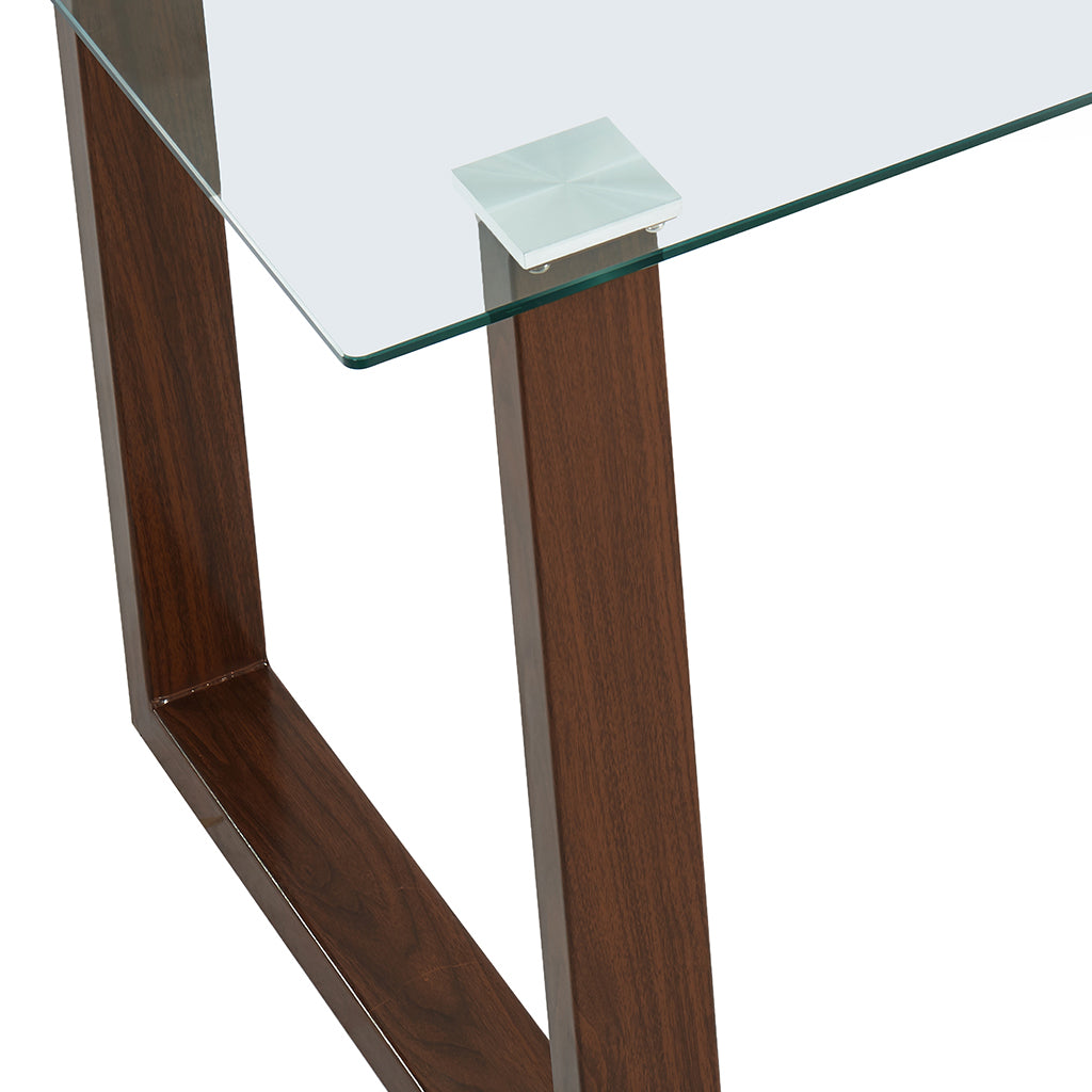 Franco | Contemporary Dining Table Glass, Metal Legs, Walnut Finish, 201-454WAL