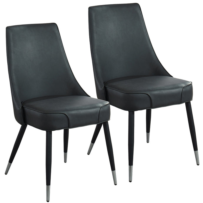 Silvano | Vintage Mid-Century Modern Dining Chairs, Set of 2, Faux Leather, 202-429GY