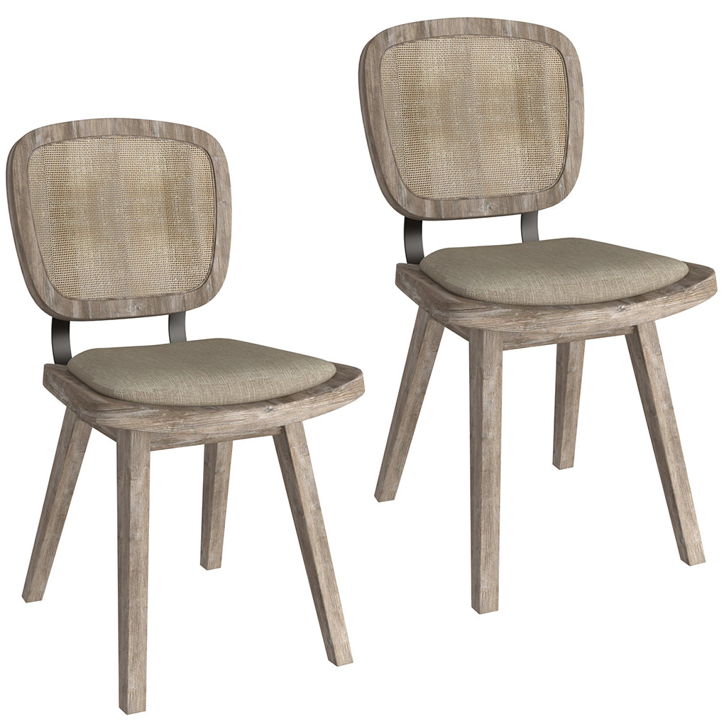 Aster | Light Wood Linen Dining Chairs, Set of 2,  202-615BG