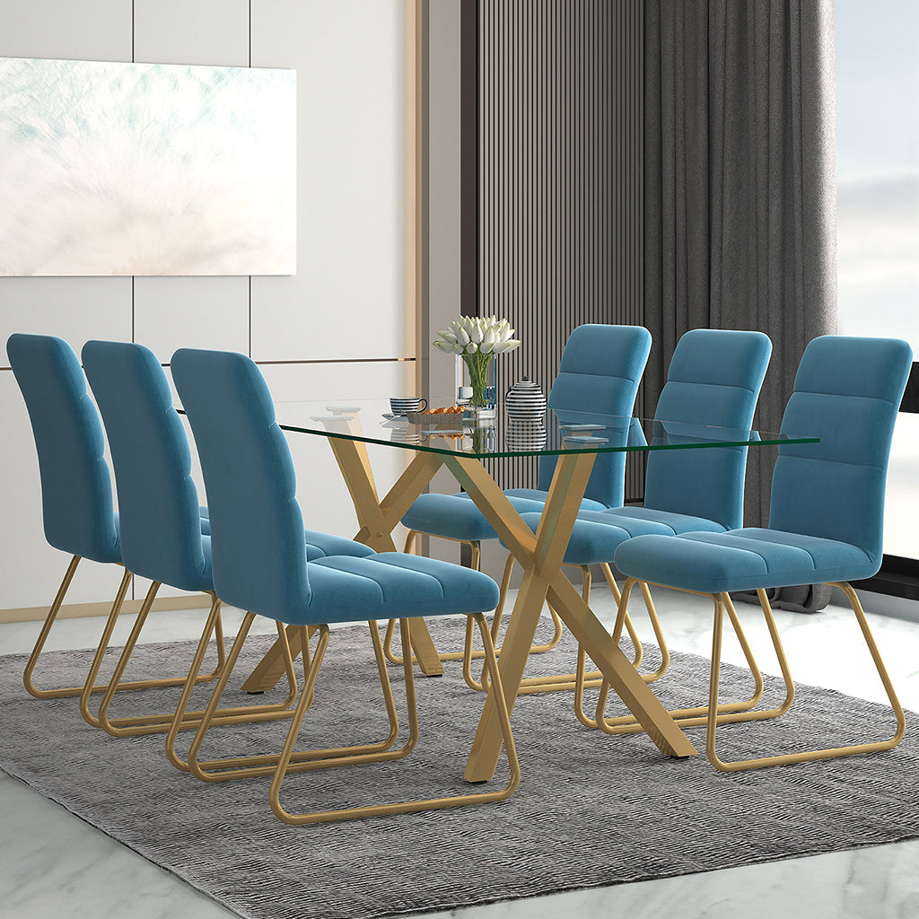 Stark | Glass Dining Table With Gold Base, Modern, 6 Seater, 201-535GL