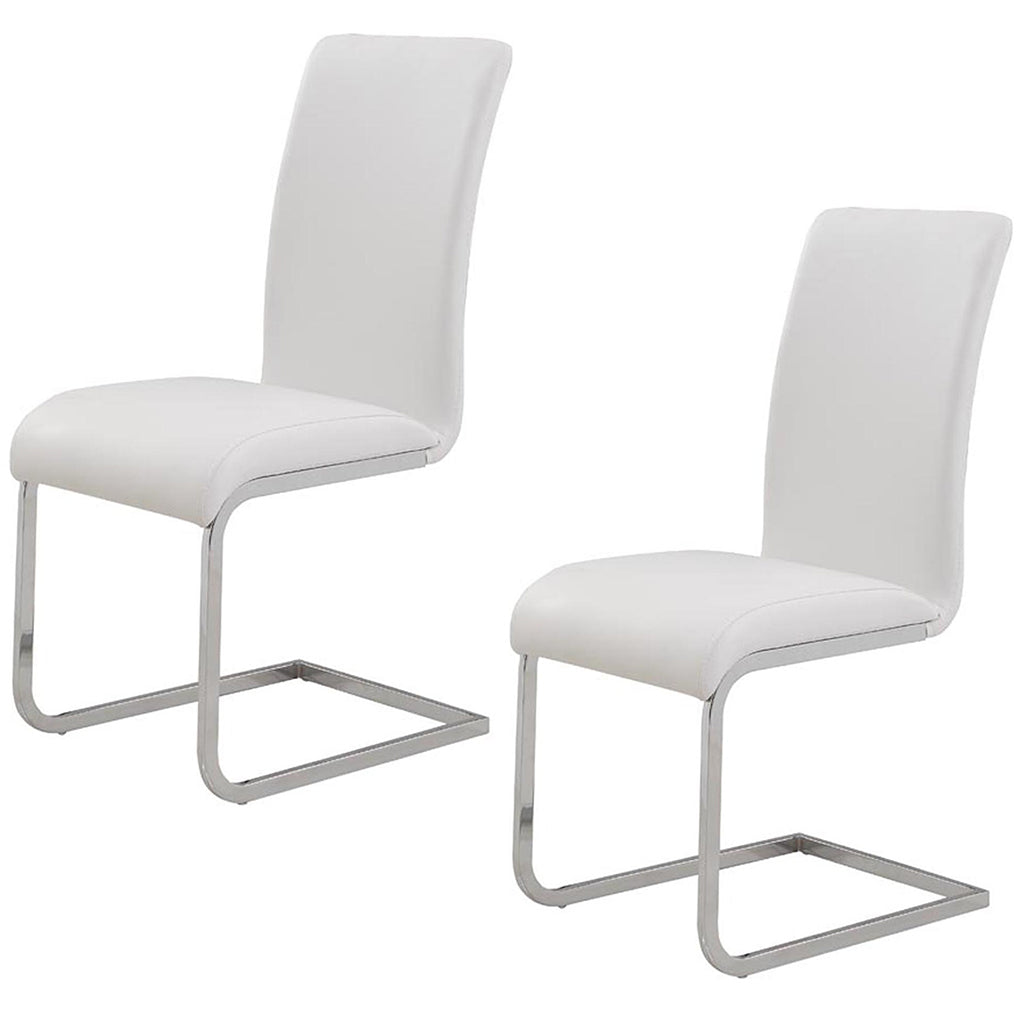 Maxim | C-Shaped Base White Faux Leather Modern Dining Chairs, Set of 2, 202-489WT