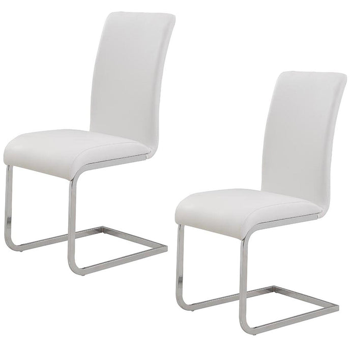 Maxim | C-Shaped Base White Faux Leather Modern Dining Chairs, Set of 2, 202-489WT