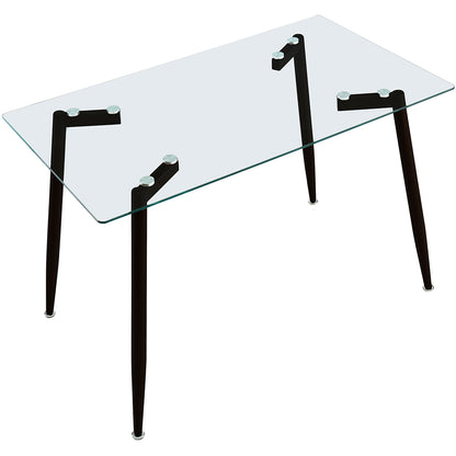 Abbot | Rectangle Glass Table, Black Metal Legs, 4 Seater, 201-453BK