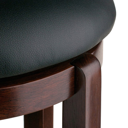 Black Cushioned PVC Seat, Wooden Bar Stool