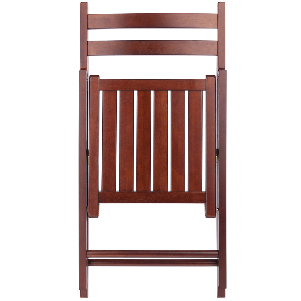 Robin Folding Chair, Set of 4, Brown Color, Walnut Wood, 94415 Brand: Winsome Wood, Size: 17.64inW x 20.10inD x 32.28inH, Seat height: 17.4in, Weight: 39lb, Material: Walnut Wood, Solid, Color: Dark Brown, Assembly Required: No! Weather Resistant: No